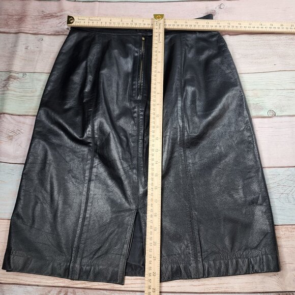 Vintage Cedars Black Leather Skirt Women's Size 10 - Picture 4 of 6